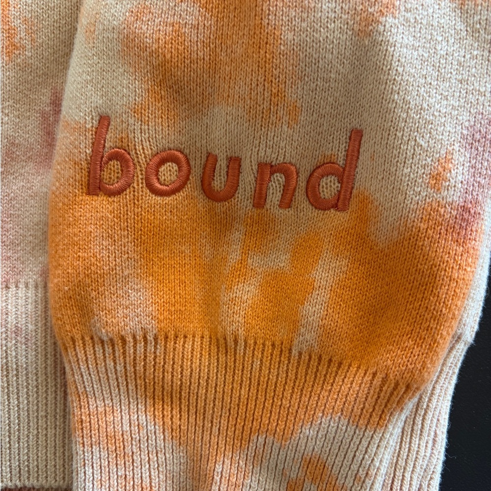 Oversized Crewneck Cotton Tie Dye Sweatshirt Bound XS Pullover Orange Cream - Picture 7 of 7